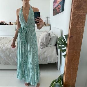 Striped Halter Maxi Dress